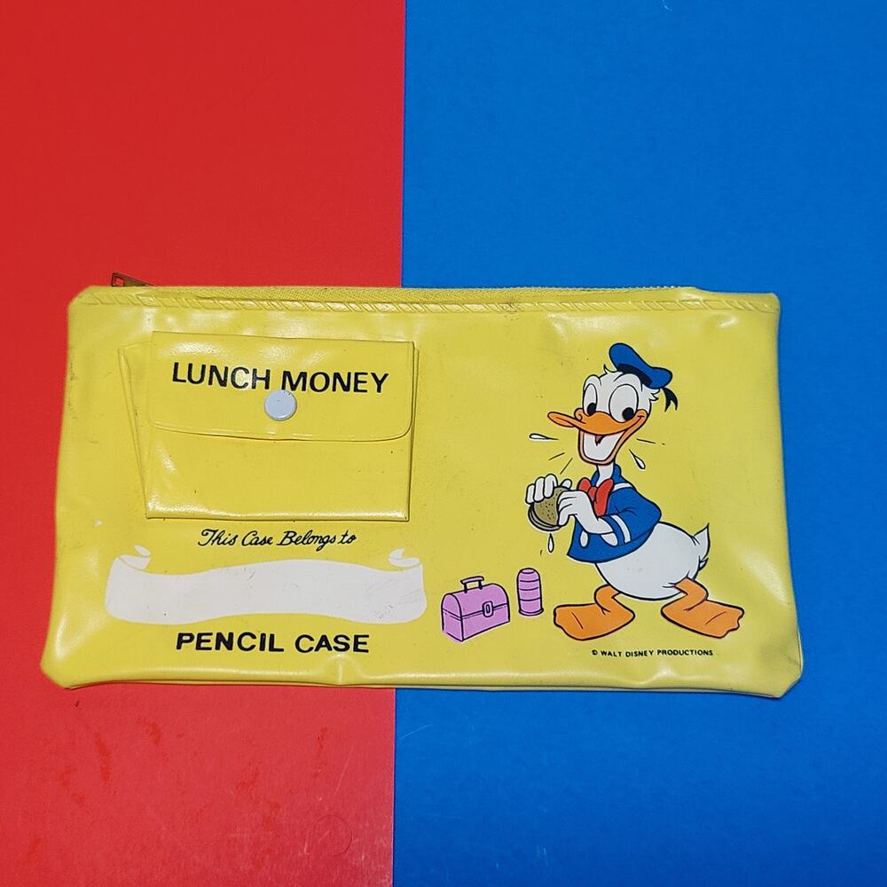 vtg 1960 Donald Duck Pencil Case Bag Walt Disney packing cube tech pouch storage
